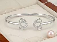 925 Silver Twin Hearts Open-Ended Bangle
