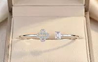925 Silver Geometric Bloom Bypass Bangle