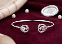 925 Silver Rose Teardrop Open Bangle