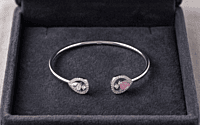 925 Silver Rose Teardrop Open Bangle