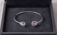 925 Silver Rose Teardrop Open Bangle