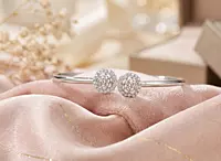 925 Silver Blooming Rose Open Bangle
