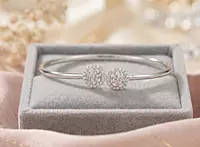 925 Silver Blooming Rose Open Bangle