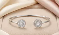925 Silver Mother of Pearl & Pavé Circle Bangle