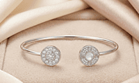 925 Silver Mother of Pearl & Pavé Circle Bangle