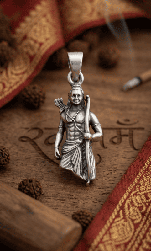 925 Silver Oxidised Lord Rama Warrior Locket