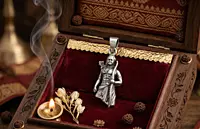 925 Silver Oxidised Lord Rama Warrior Locket