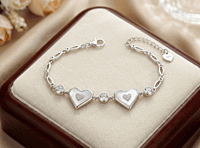 925 Sterling Silver Luminescent Hearts Bracelet For Her