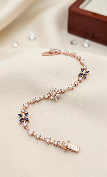925 Silver Midnight Bloom Bracelet For Her