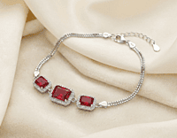 925 Silver Ruby Red Radiant Halo Bracelet For Her