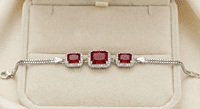 925 Silver Ruby Red Radiant Halo Bracelet For Her