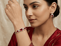 925 Silver Ruby Red Radiant Halo Bracelet For Her