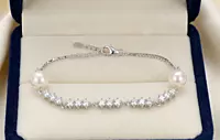 925 Silver Pearl & Crystal Symphony Bracelet For Her