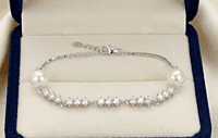 925 Silver Pearl & Crystal Symphony Bracelet For Her