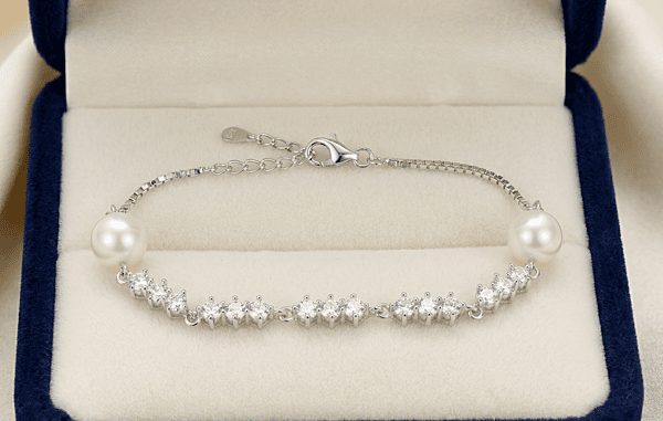 925 Silver Pearl & Crystal Symphony Bracelet For Her