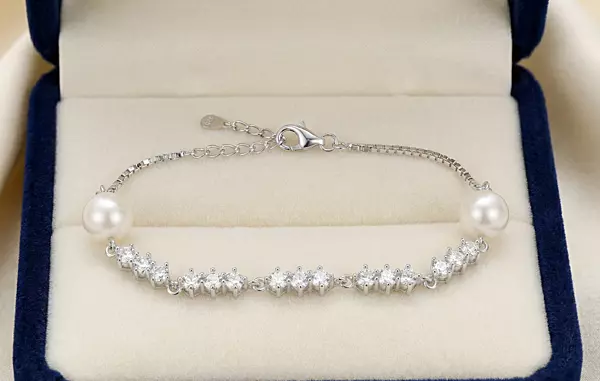 925 Silver Pearl & Crystal Symphony Bracelet For Her