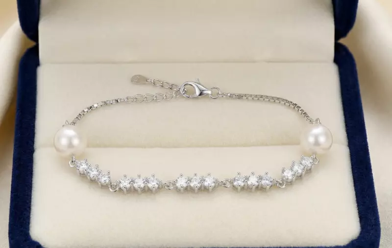 925 Silver Pearl & Crystal Symphony Bracelet For Her