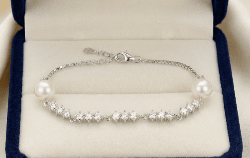 925 Silver Pearl & Crystal Symphony Bracelet For Her