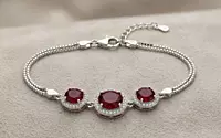 925 silver Royal Crimson Halo Bracelet For Her