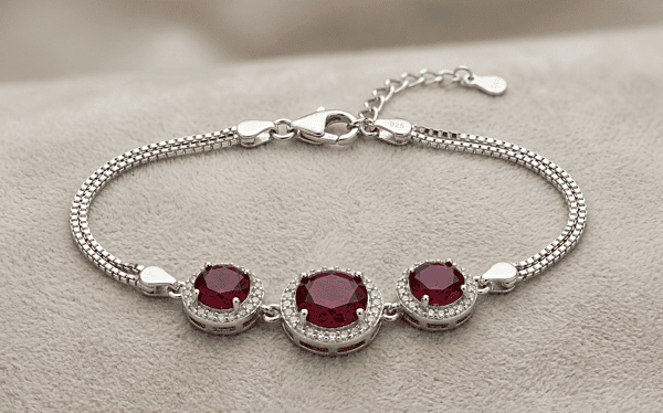 925 silver Royal Crimson Halo Bracelet For Her