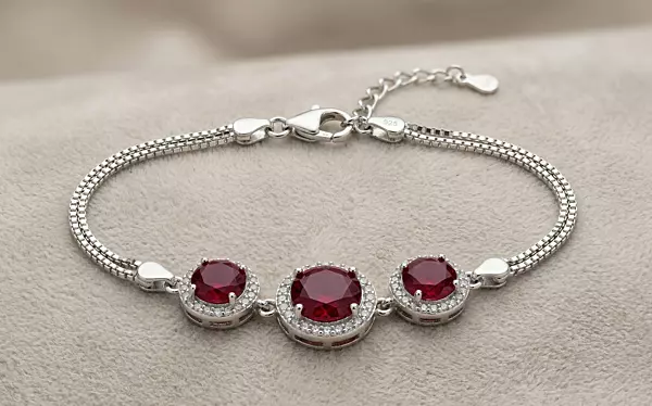 925 silver Royal Crimson Halo Bracelet For Her
