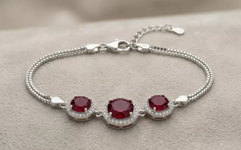925 silver Royal Crimson Halo Bracelet For Her
