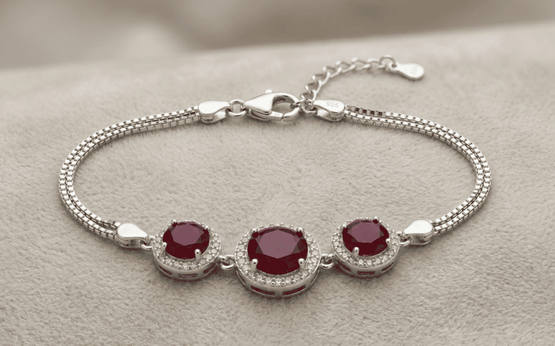 925 silver Royal Crimson Halo Bracelet For Her
