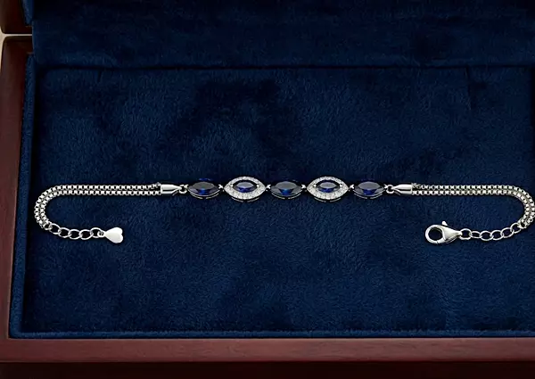 925 Silver Midnight Azure Marquise Bracelet For Her