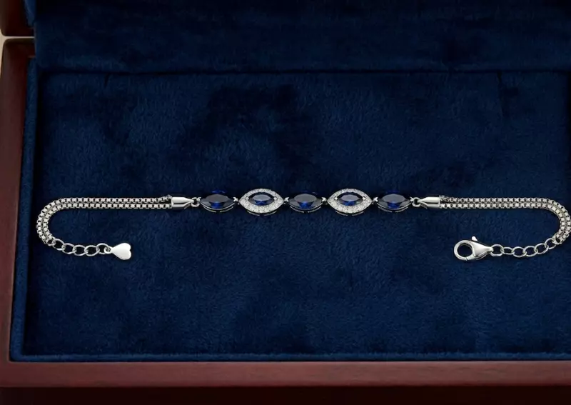 925 Silver Midnight Azure Marquise Bracelet For Her