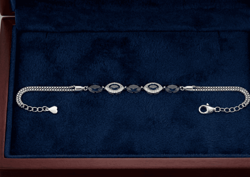 925 Silver Midnight Azure Marquise Bracelet For Her