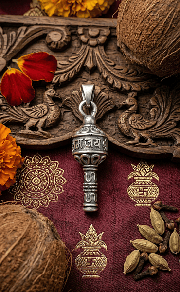 925 Silver Oxidized Gada Of Devotion Locket