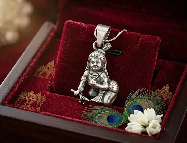 925 Silver Oxidised Balgopal Bliss Locket