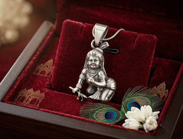 925 Silver Oxidised Balgopal Bliss Locket