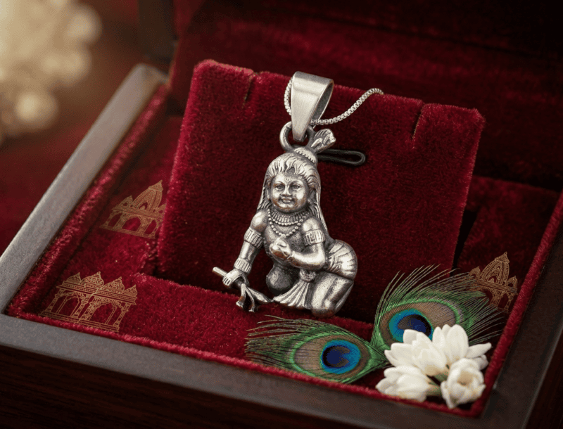 925 Silver Oxidised Balgopal Bliss Locket