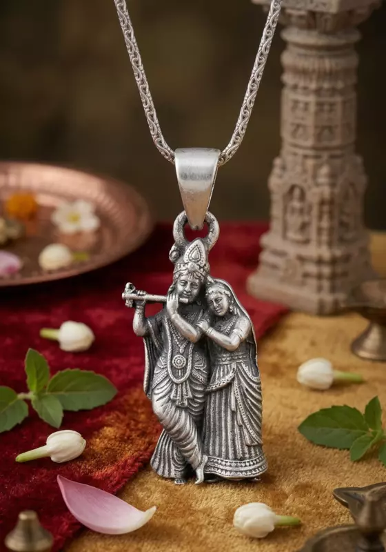 925 Silver Oxidized Radha Krishna Eternal Bond Locket