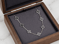 925 Silver Onyx Clover Allure Necklace