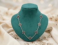 925 Silver Onyx Clover Allure Necklace