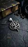 925 Silver Oxidized Divine Trishul & Vasuki Locket