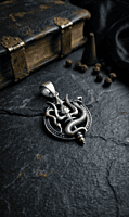 925 Silver Oxidized Divine Trishul & Vasuki Locket