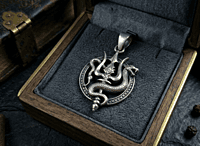 925 Silver Oxidized Divine Trishul & Vasuki Locket
