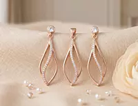 925 Silver Gilded Wave Pendant Set