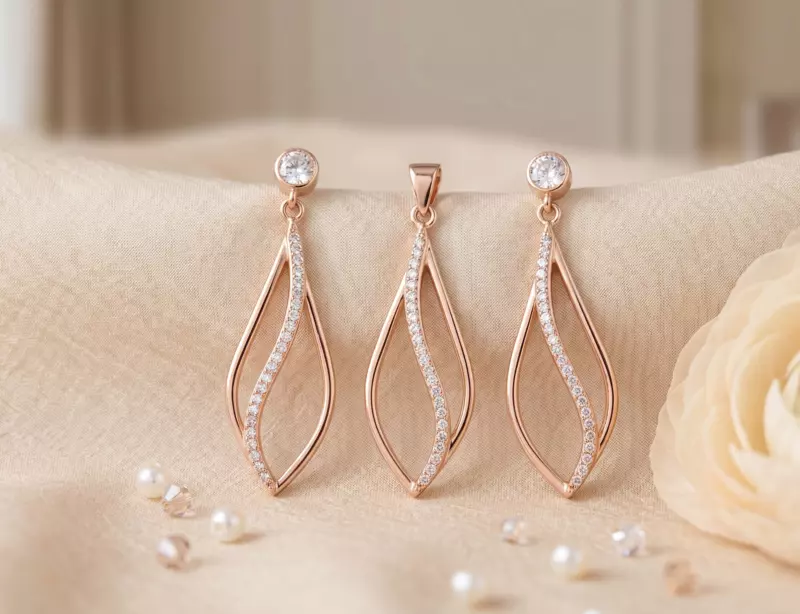 925 Silver Gilded Wave Pendant Set