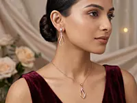 925 Silver Gilded Wave Pendant Set