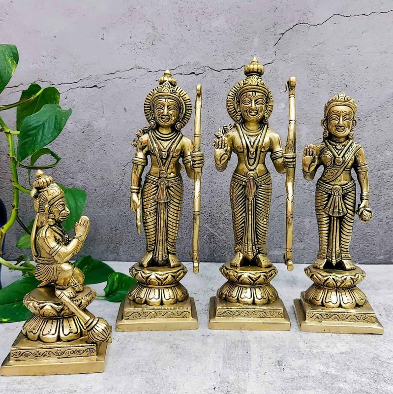 Brass Super Fine Ram Darbar - 10.5 inch Height | Divine Brass Ram Darbar Sculpture