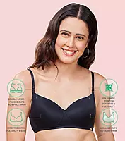 ENAMOR Women's Everyday Balconette T-Shirt Bra - Eco fabric, Padded, Wirefree, Medium Coverage F131