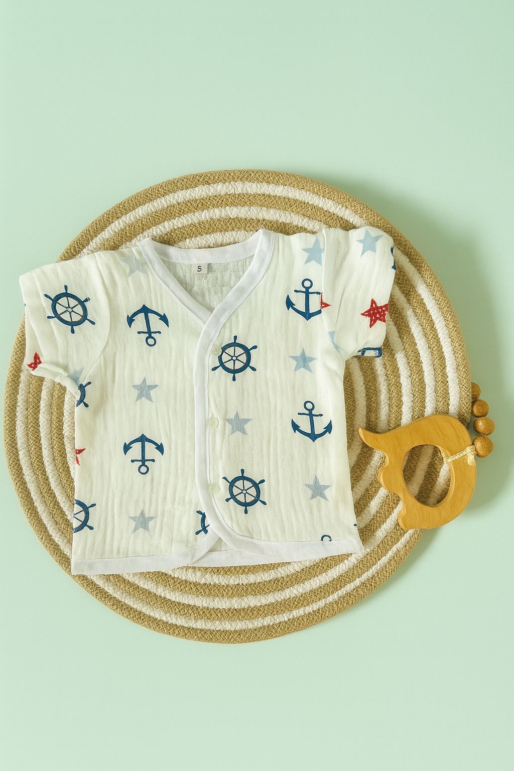 Premium Crinkled Muslin Cotton Jhabla (0–3 Months) – With Sleeves Premium Crinkled Muslin Cotton Jhabla (0–3 Months) – With Sleeves