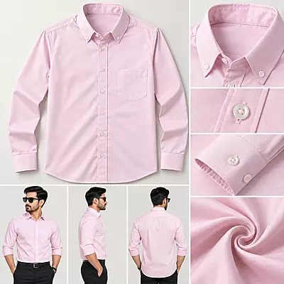 Men’s Solid Light Pink Full Sleeve Shirt