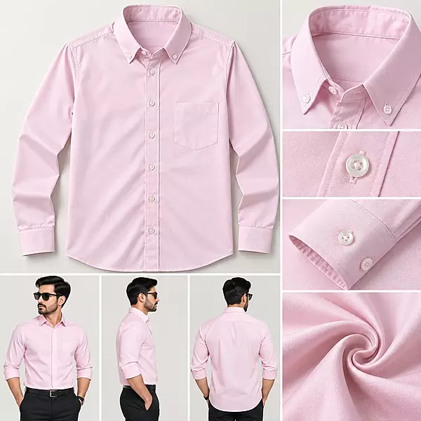 Men’s Solid Light Pink Full Sleeve Shirt