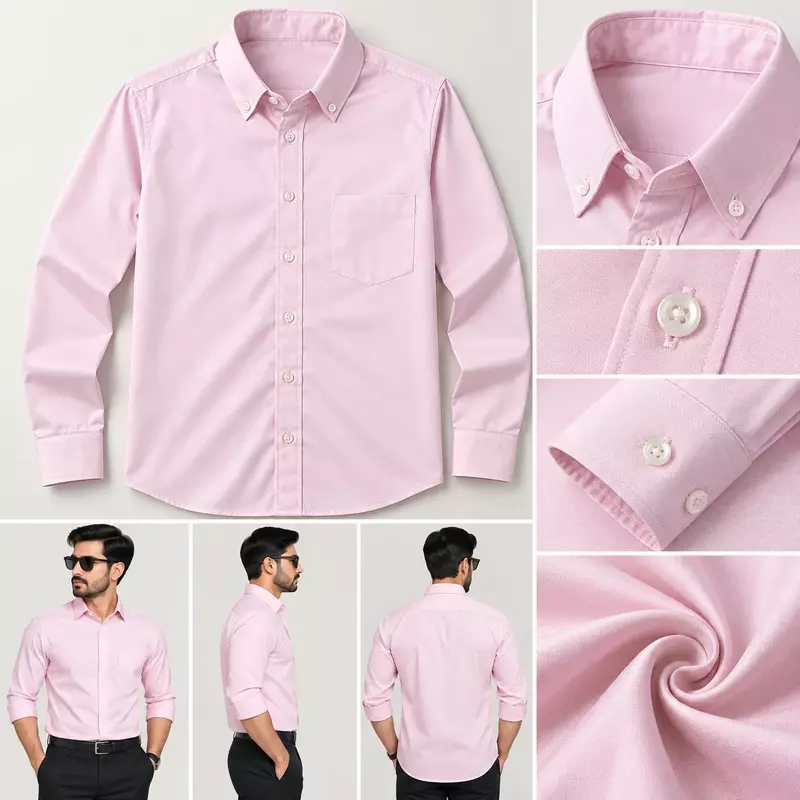 Men’s Solid Light Pink Full Sleeve Shirt