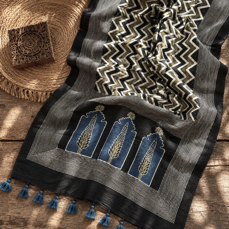 Cotton Ajrakh Print Stole #9